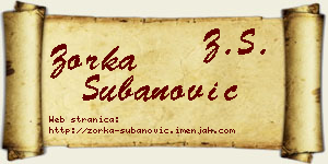 Zorka Subanović vizit kartica